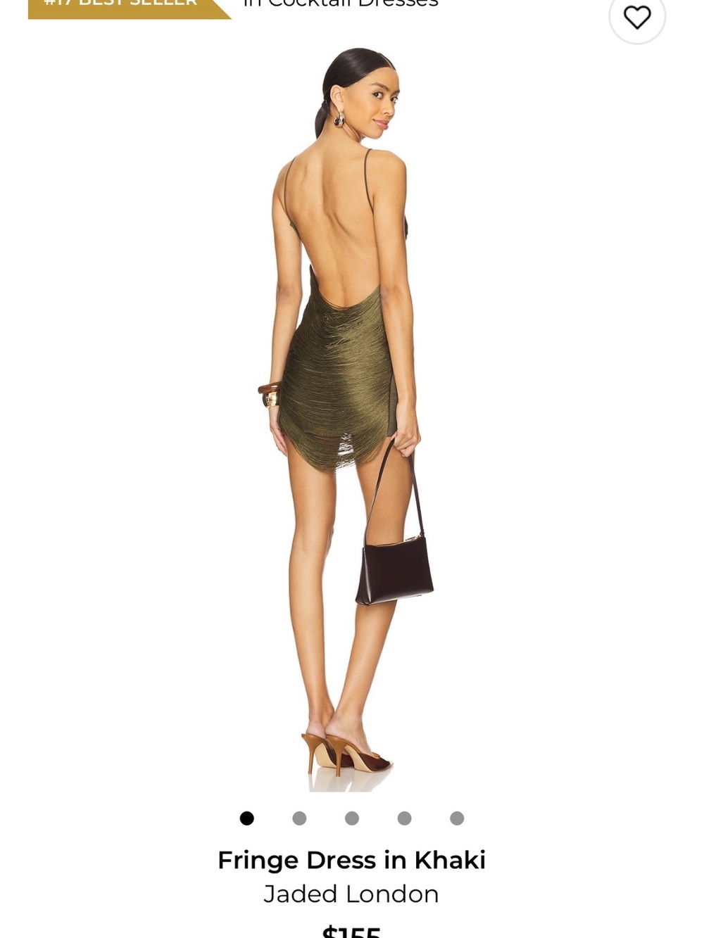 Jaded London Khaki Fringe Backless Mini Dress